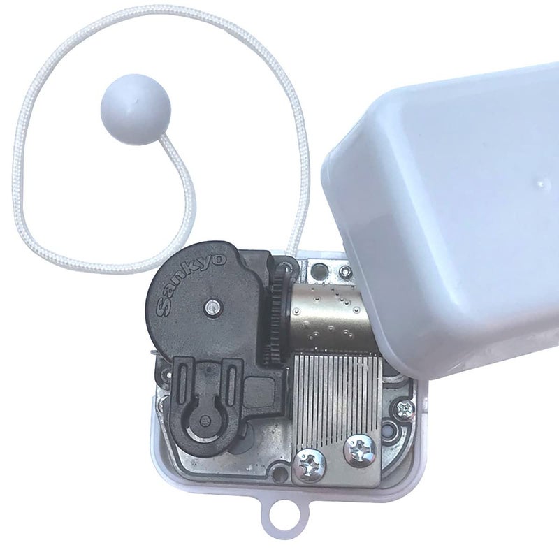 BinkeGG White Plastic Pull String Cord Music Box with Sankyo Musical Mechanism Tune: Canon in D Major - Image 3